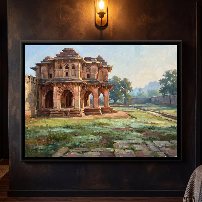 Lotus Mahal Pavilion in Morning Light, canvas in a room