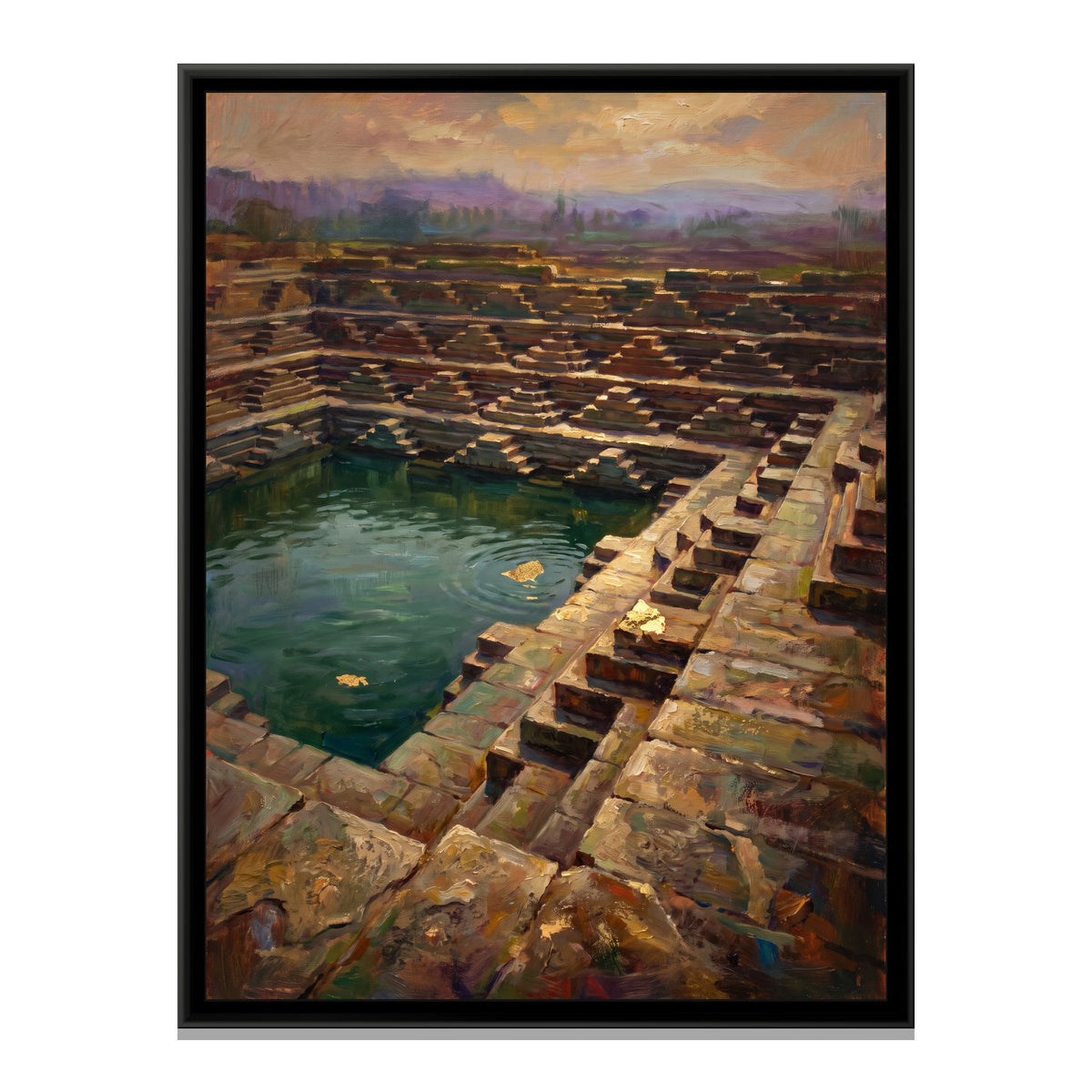 Royal Stepped Tank, canvas print in a floater frame on a plain white background