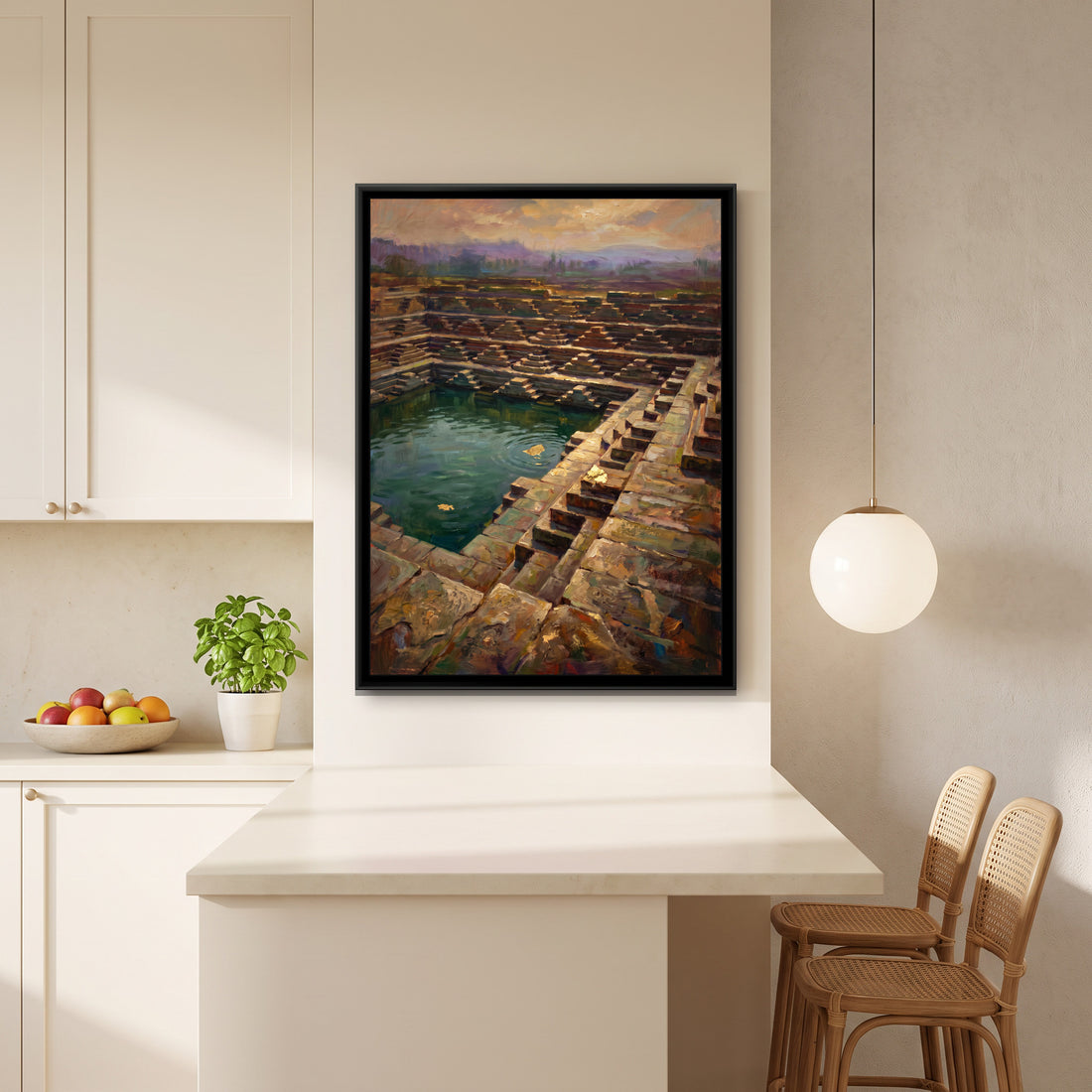 A Wishanart canvas in a floater frame, in a room