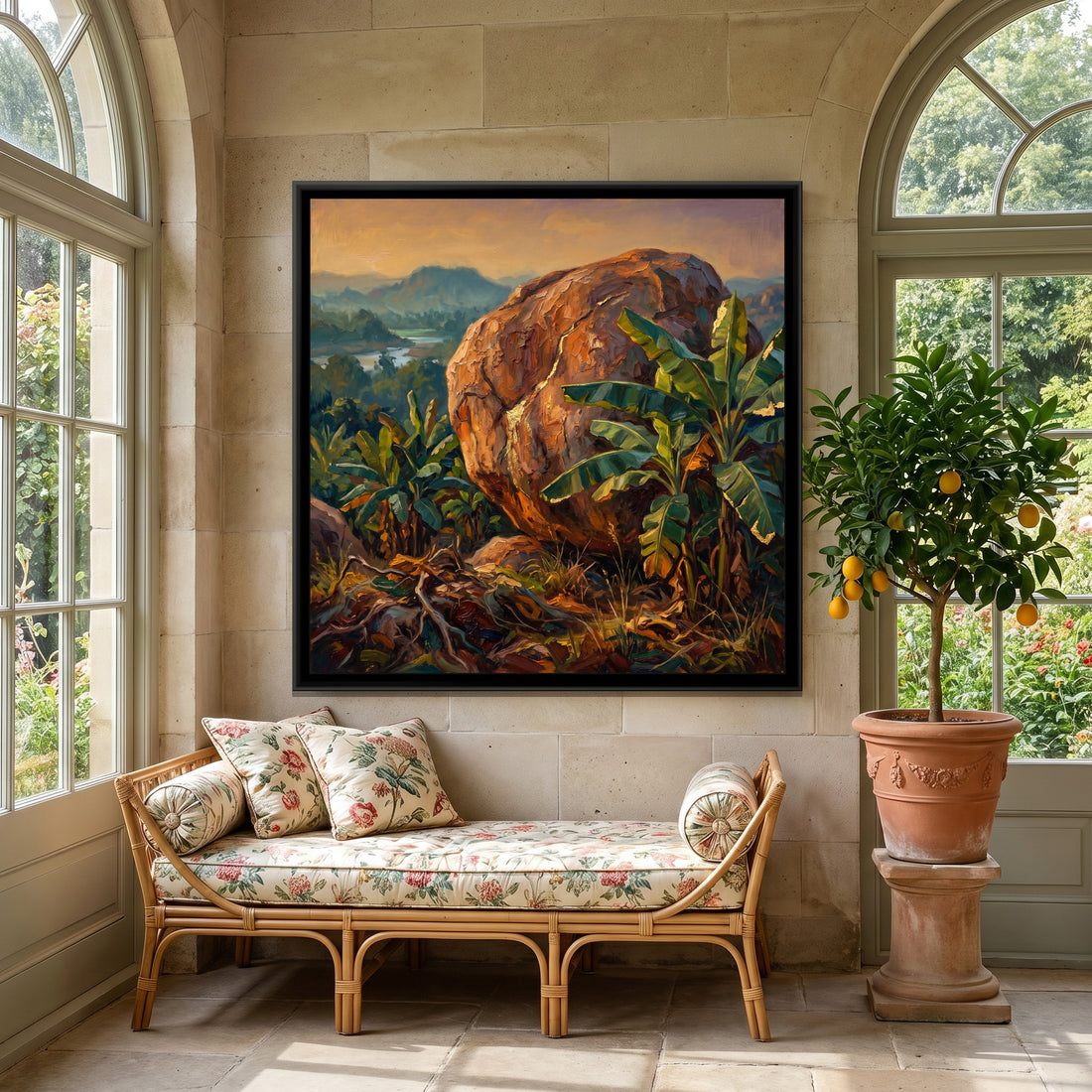 A Wishanart canvas in a floater frame, in a room