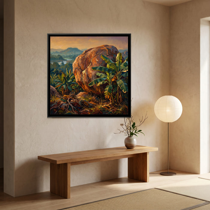Banana Groves and Granite at Anegundi, canvas in a room