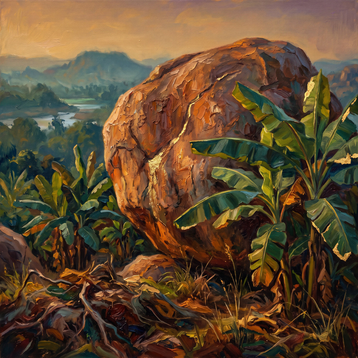 Banana Groves and Granite at Anegundi, the full artwork