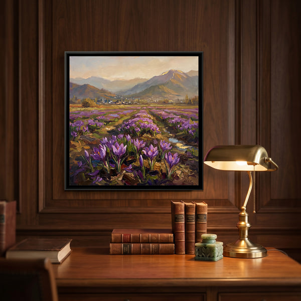 Saffron Fields in Bloom, canvas in a room