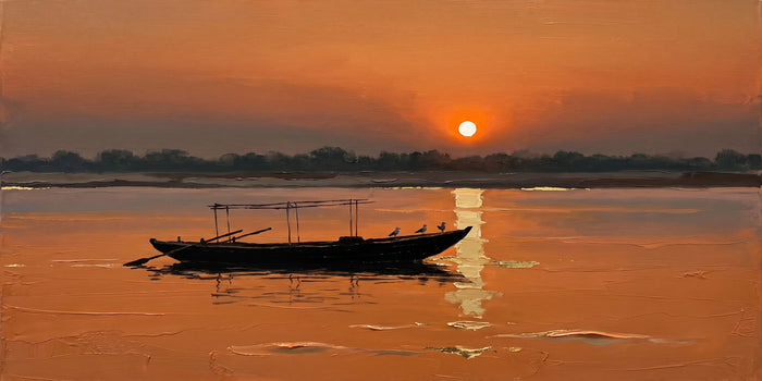 Morning Boat across the Sun on the Ganga, the full artwork