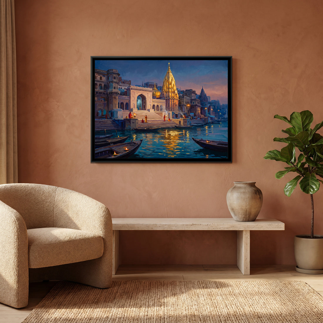 A Wishanart canvas in a floater frame, in a room