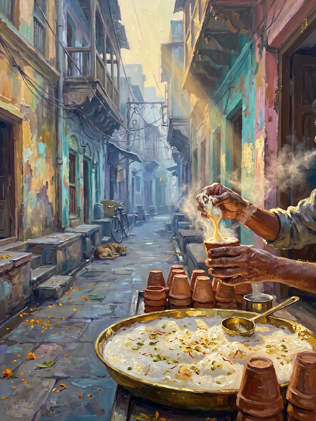 Malaiyo on a Winter Morning in the Lanes, the full artwork