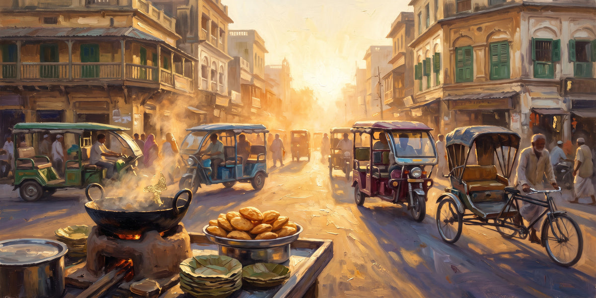 Godowlia Chowk at Golden Hour, the full artwork