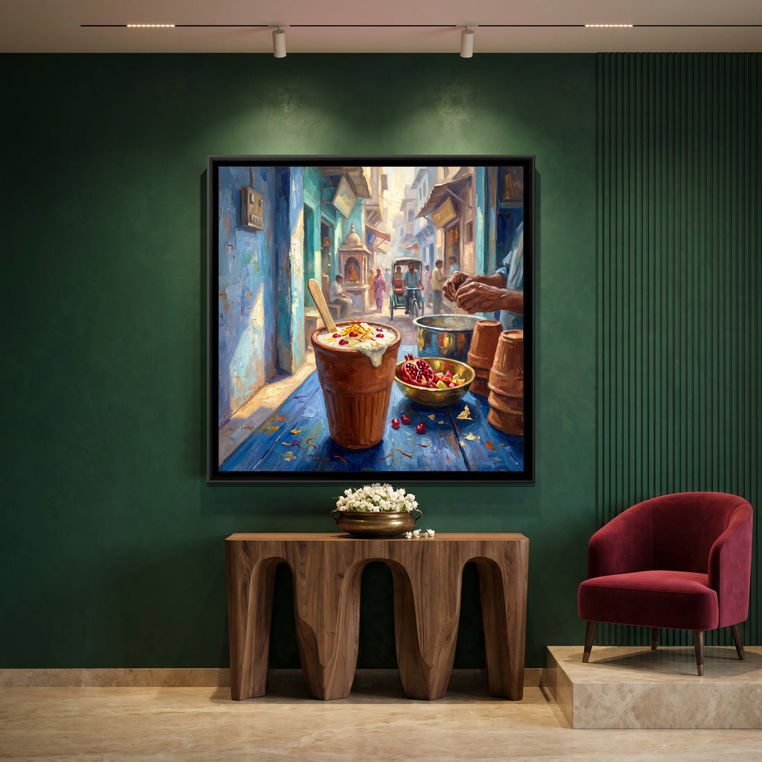 A Wishanart canvas in a floater frame, in a room