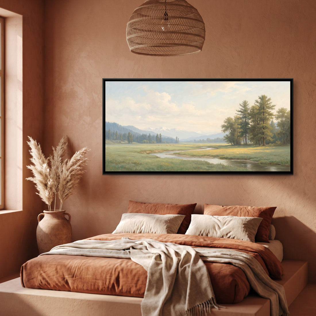 A Wishanart canvas in a floater frame, in a room