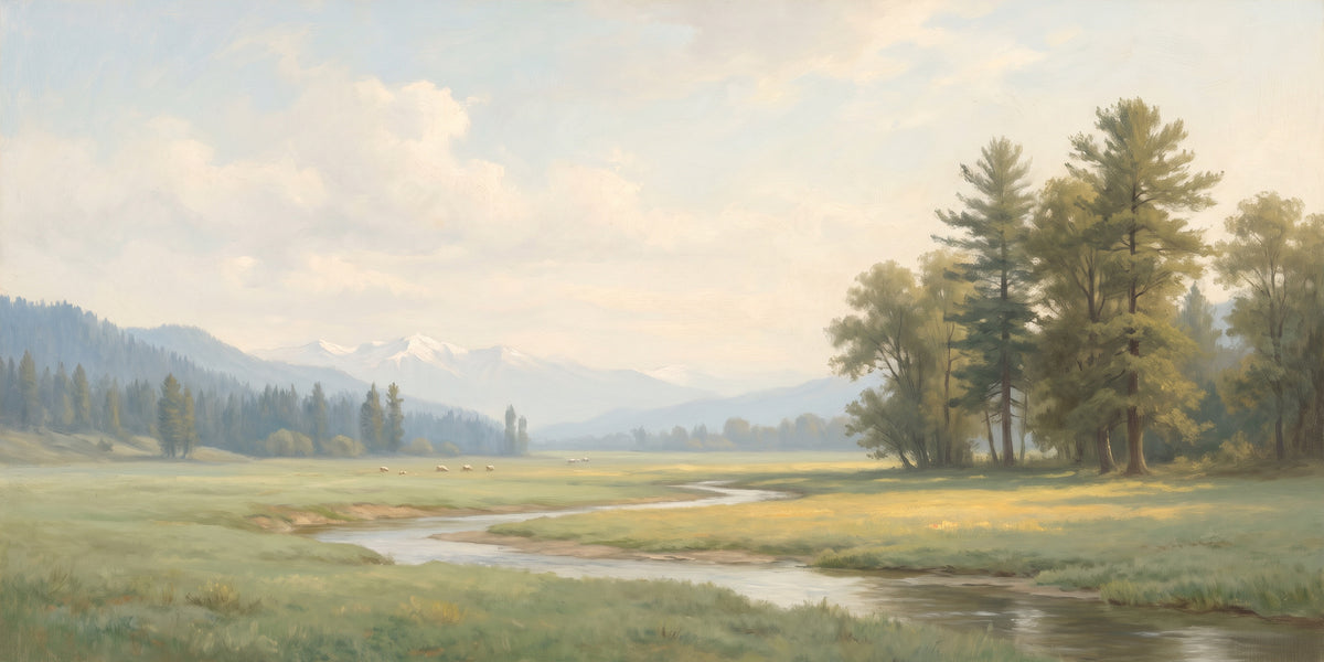 Spring Meadow and Stream near Pahalgam, the full artwork