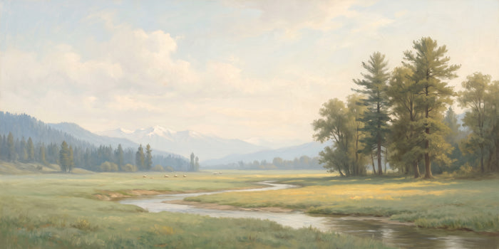 Spring Meadow and Stream near Pahalgam, the full artwork