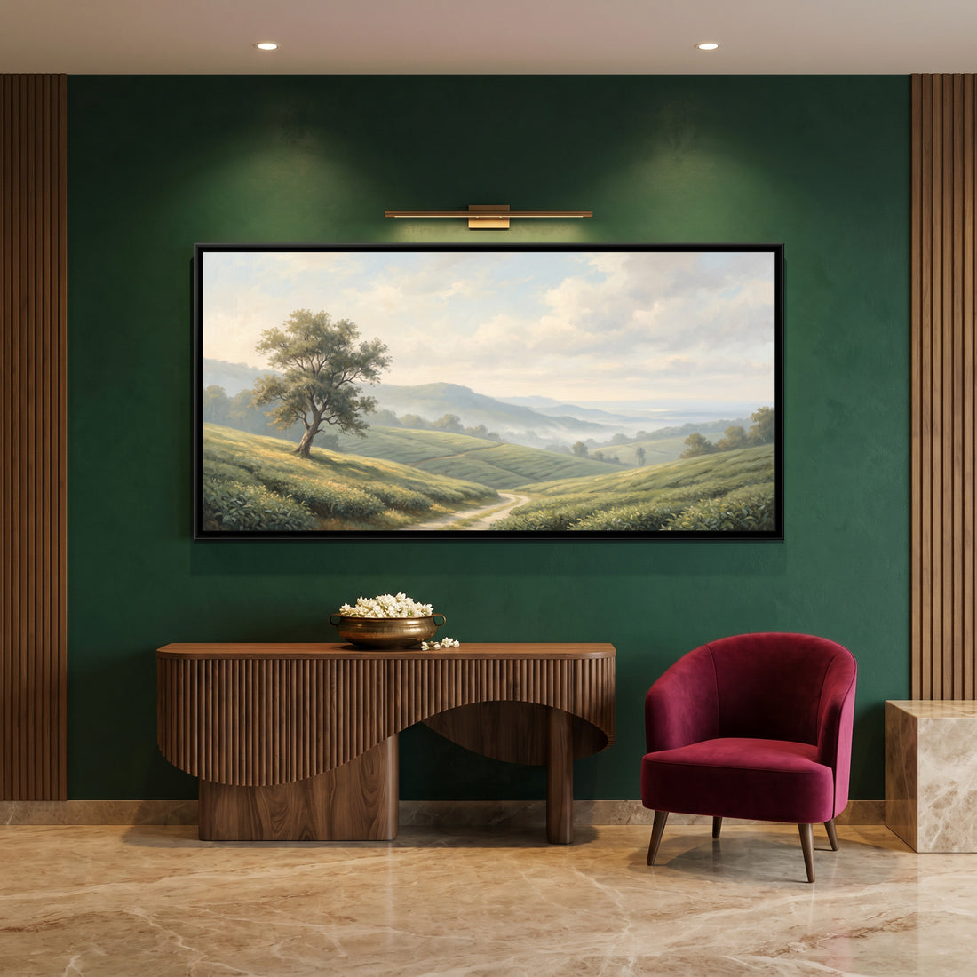 A Wishanart canvas in a floater frame, in a room