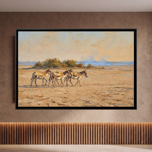 Wild Asses on the Little Rann, canvas in a room